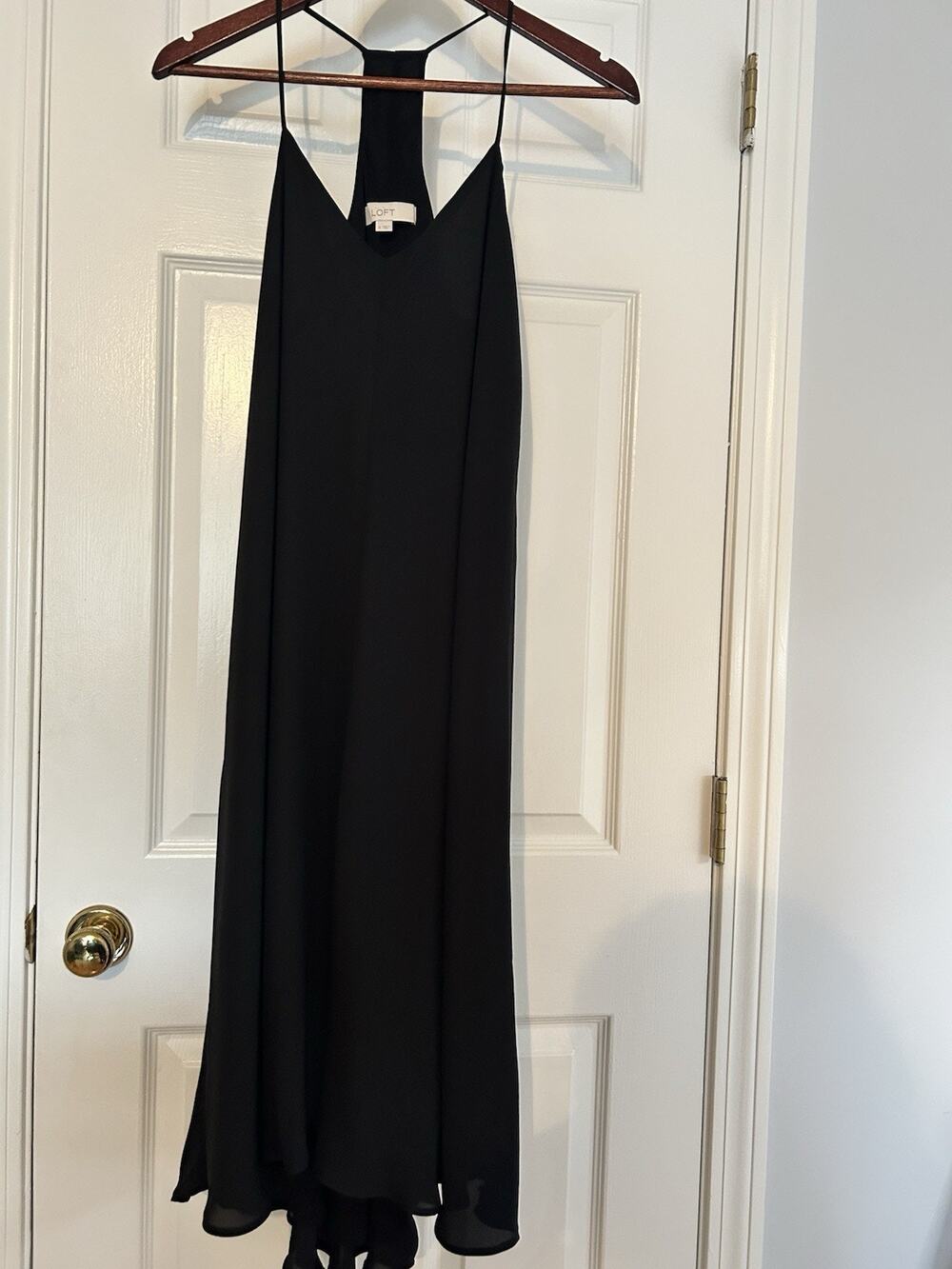 LOFT Black Chiffon High Low Dress Size 8 NWOT Racerback $98